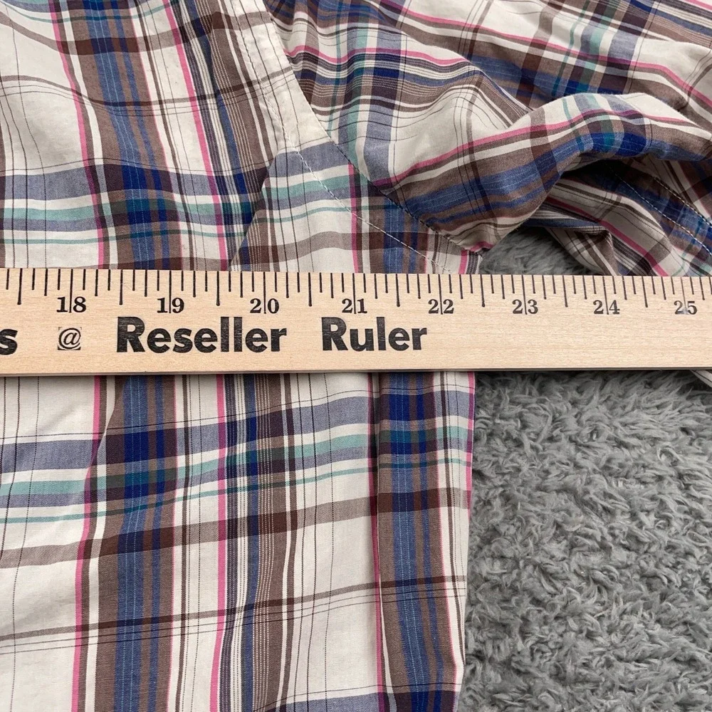 Banana Republic Shirt Mens Medium Multicolor Plaid Lightweight Cotton 15 15.5